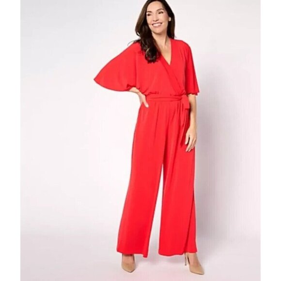 BEAUTIFUL by Lawrence Zarian The Garcelle Regular Belted Jumpsuit Crimson Small - Picture 1 of 1